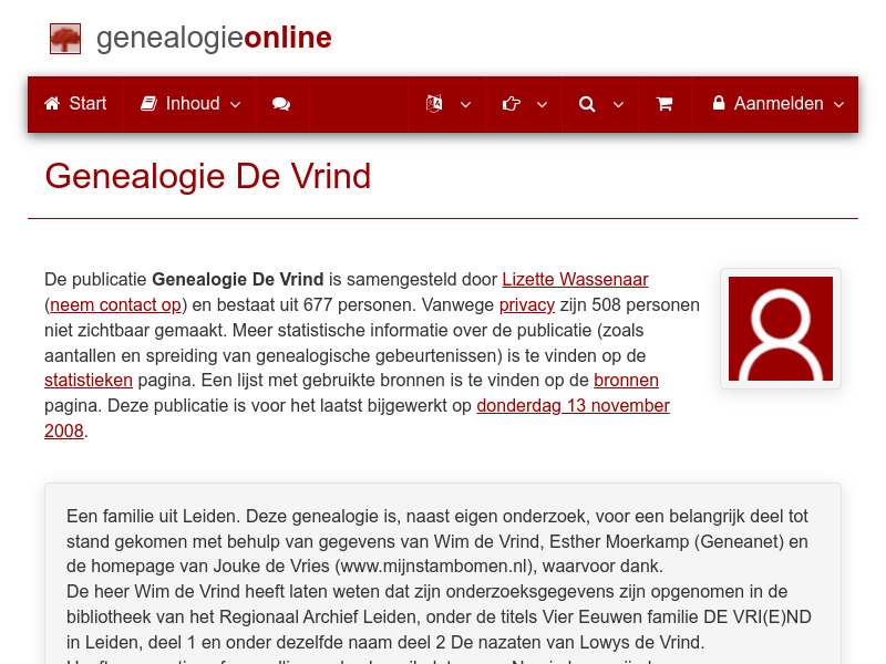 Screenshot van website