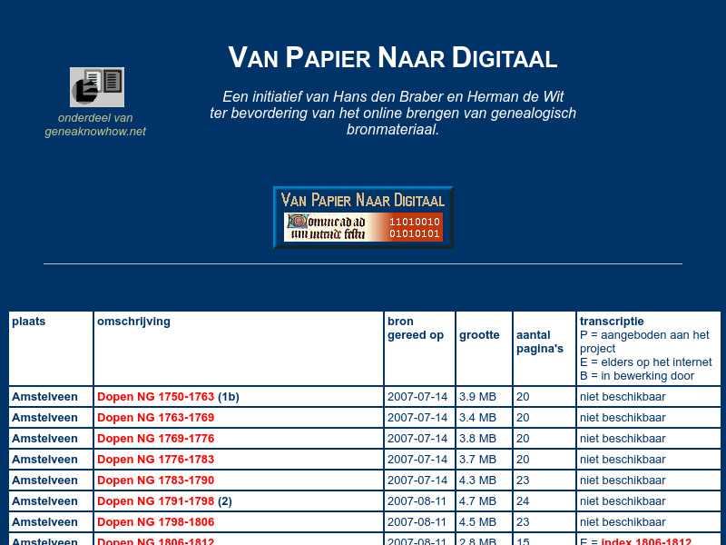 Screenshot van website