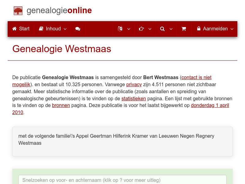 Screenshot van website