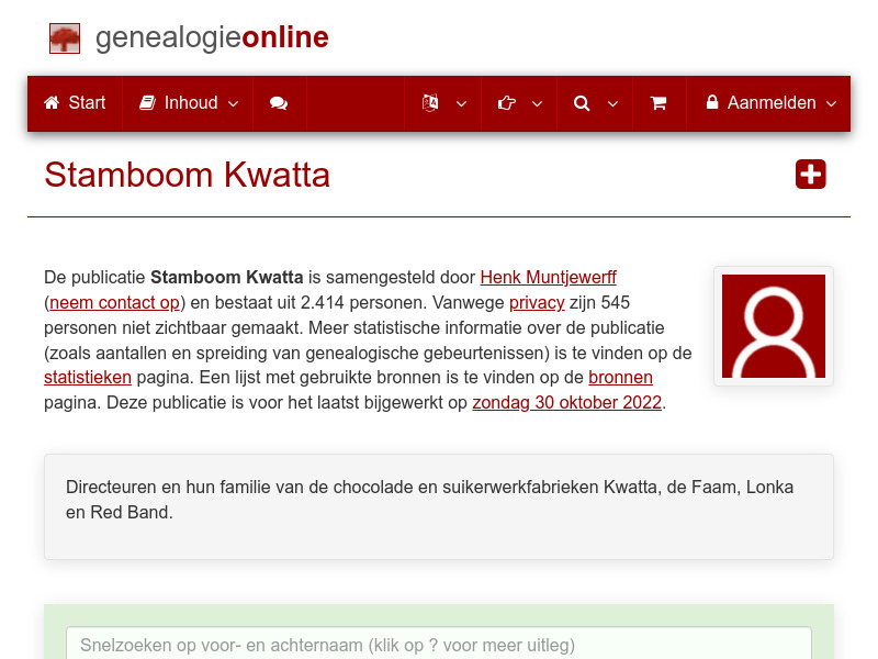 Screenshot van website