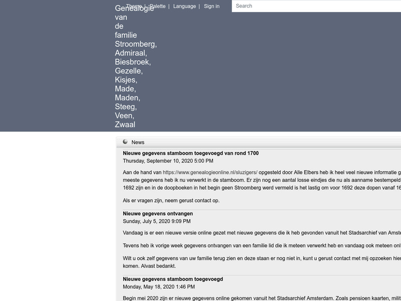 Screenshot van website