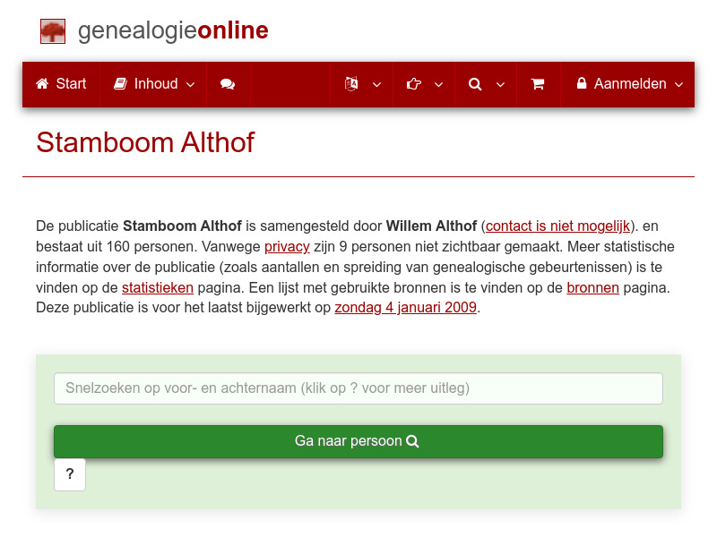 Screenshot van website
