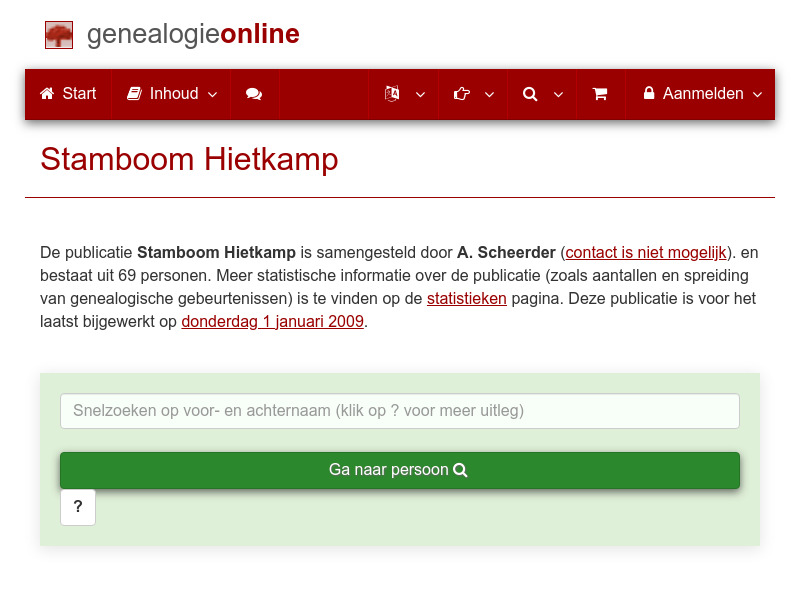 Screenshot van website