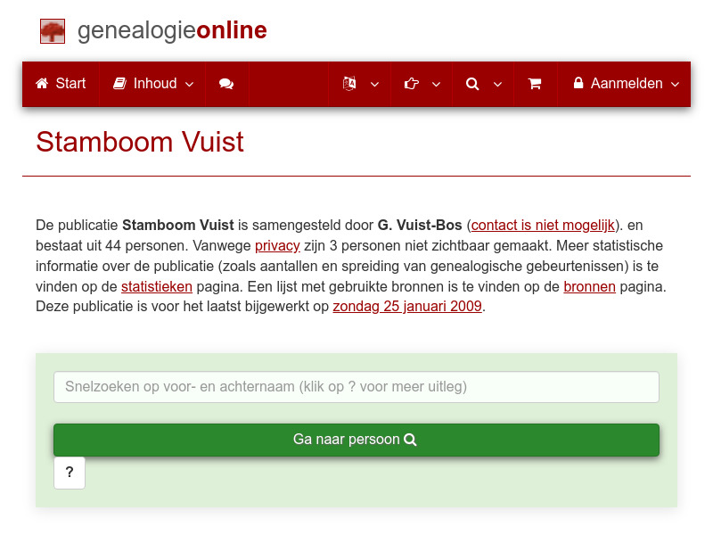 Screenshot van website