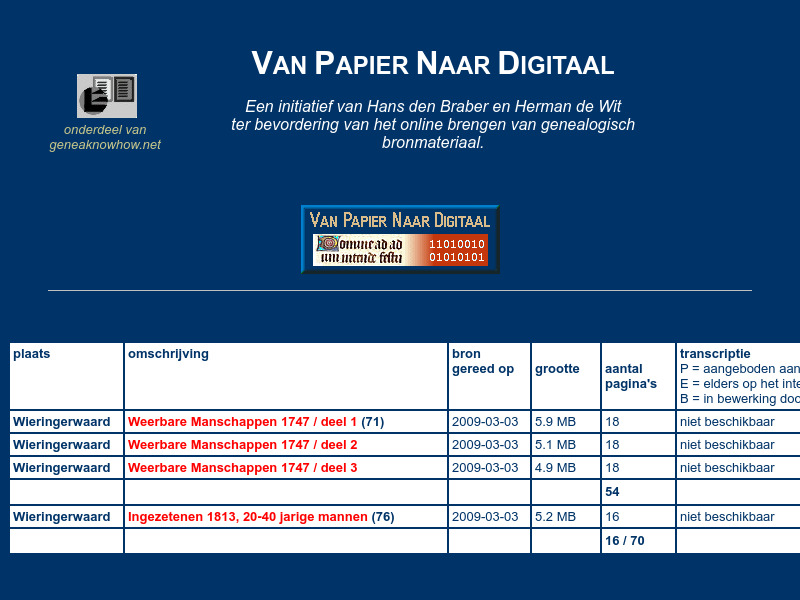 Screenshot van website