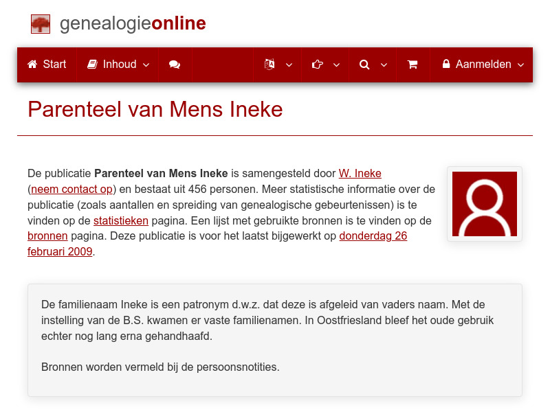 Screenshot van website