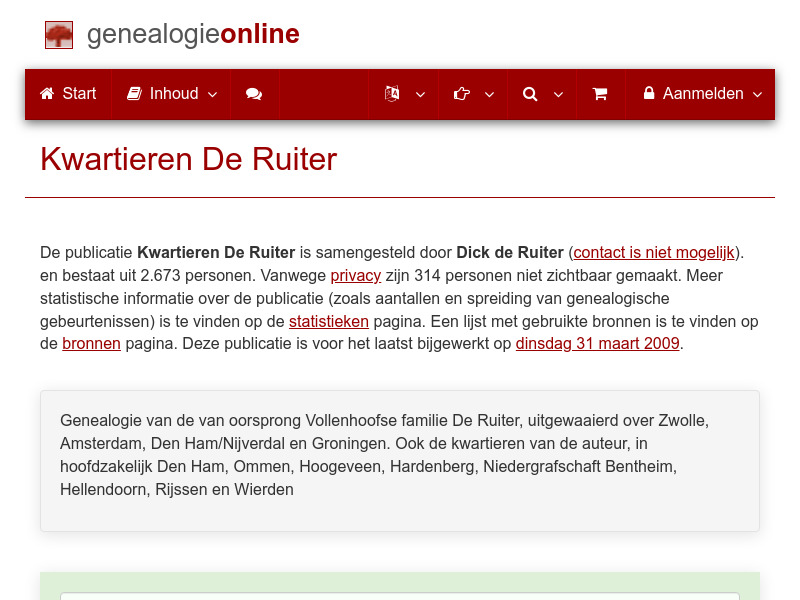 Screenshot van website