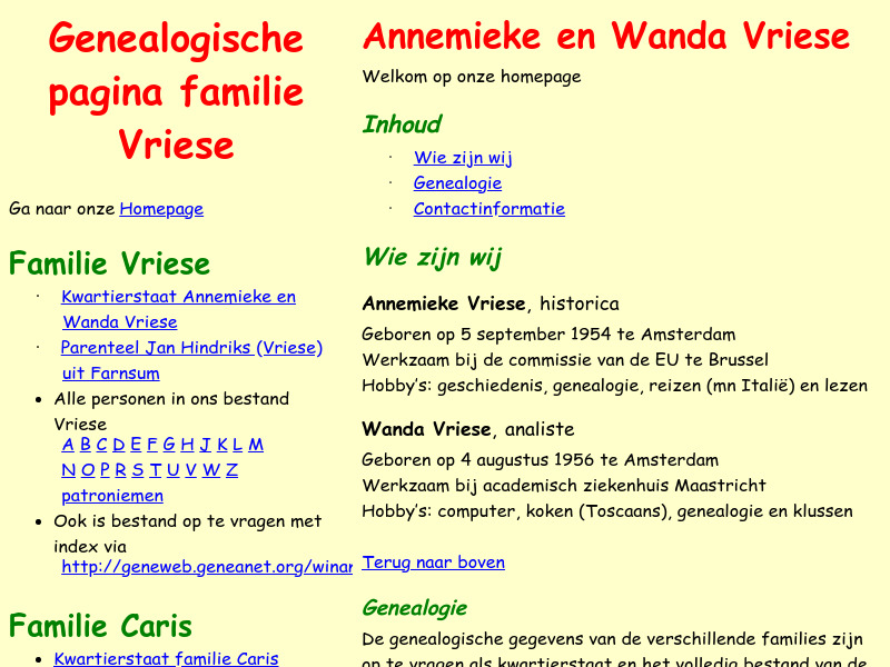 Screenshot van website