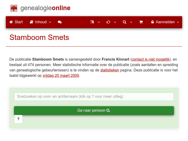 Screenshot van website