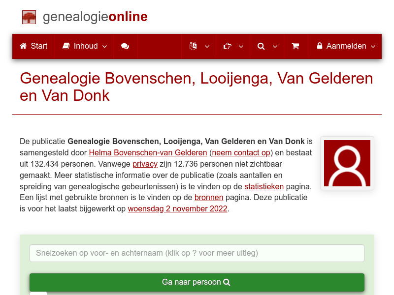 Screenshot van website