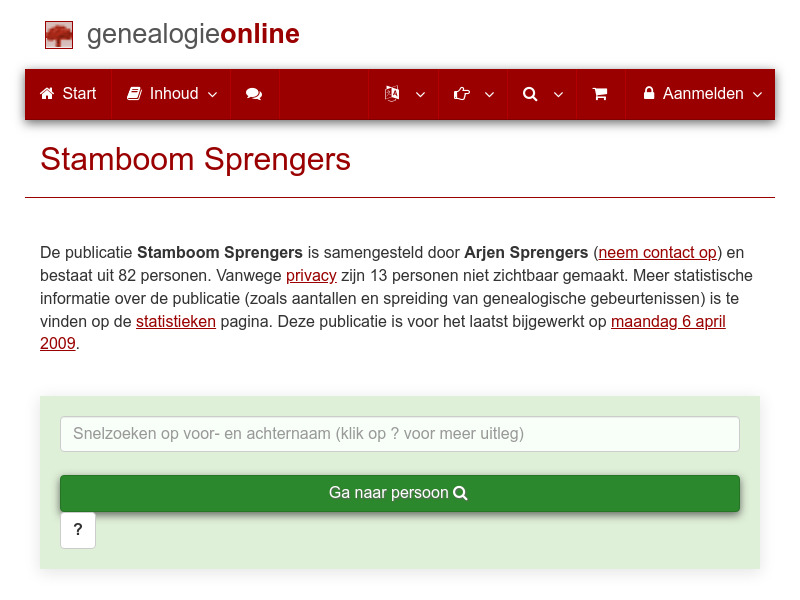 Screenshot van website