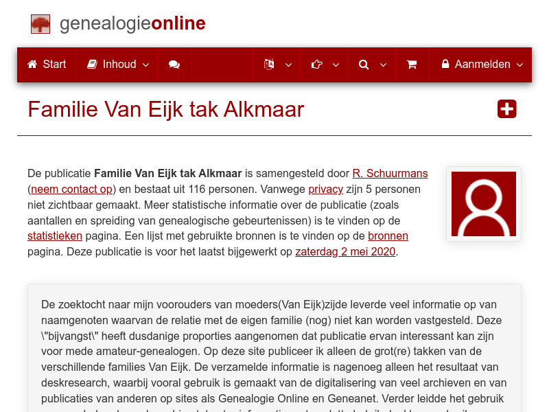 Screenshot van website