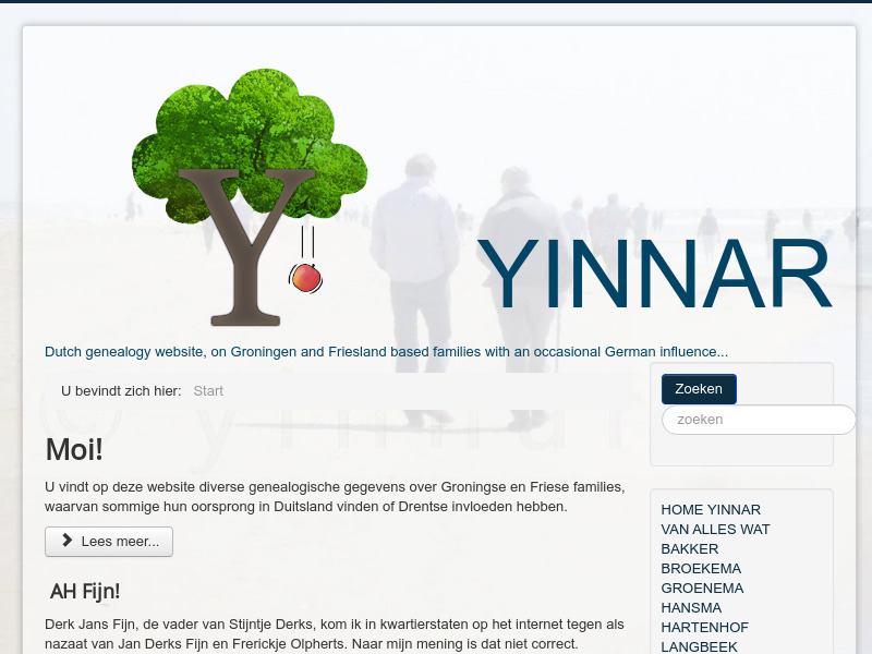 Screenshot van website