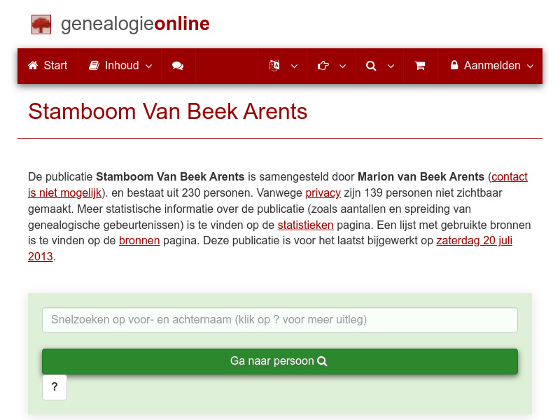Screenshot van website