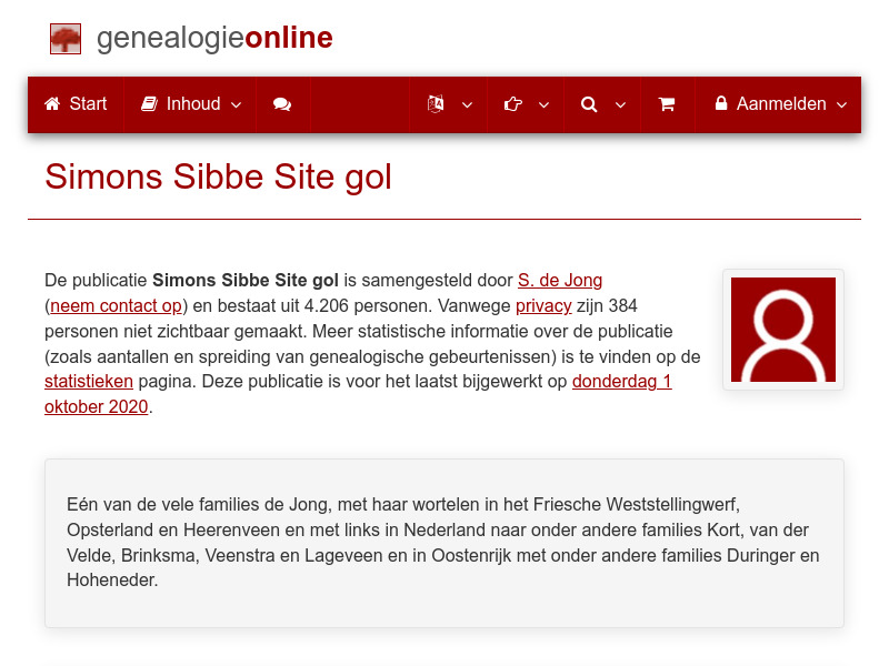 Screenshot van website