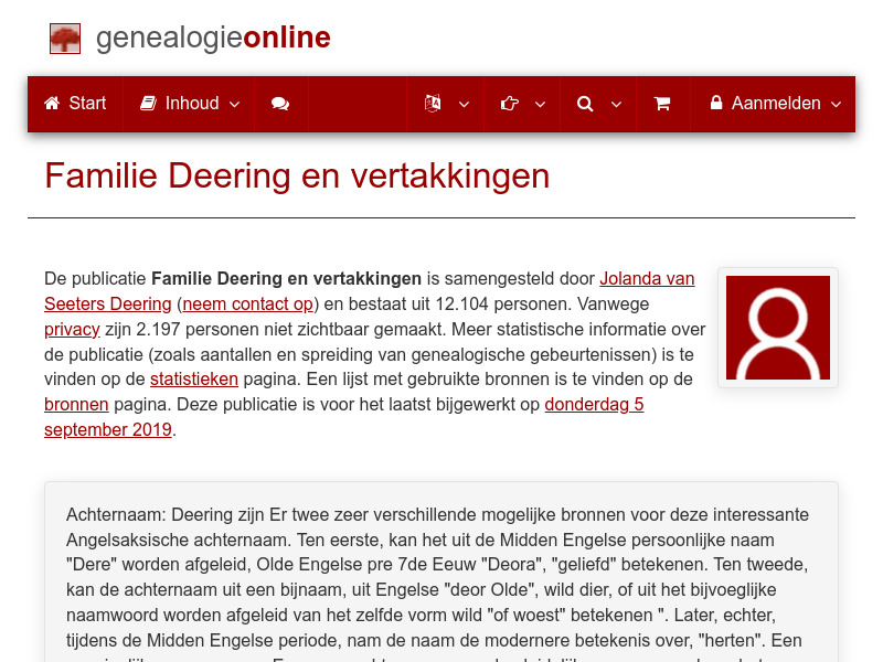 Screenshot van website