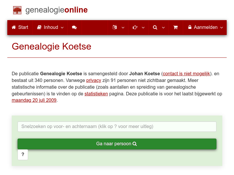Screenshot van website