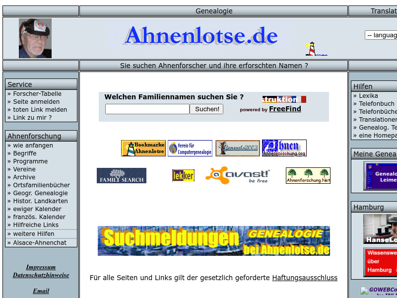Screenshot van website