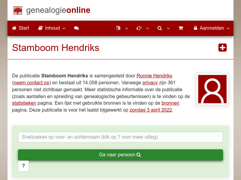 Screenshot van website