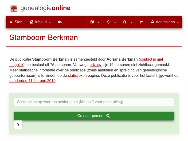 Screenshot van website
