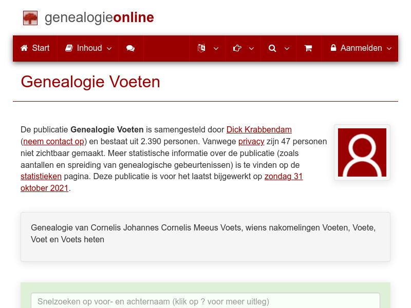 Screenshot van website