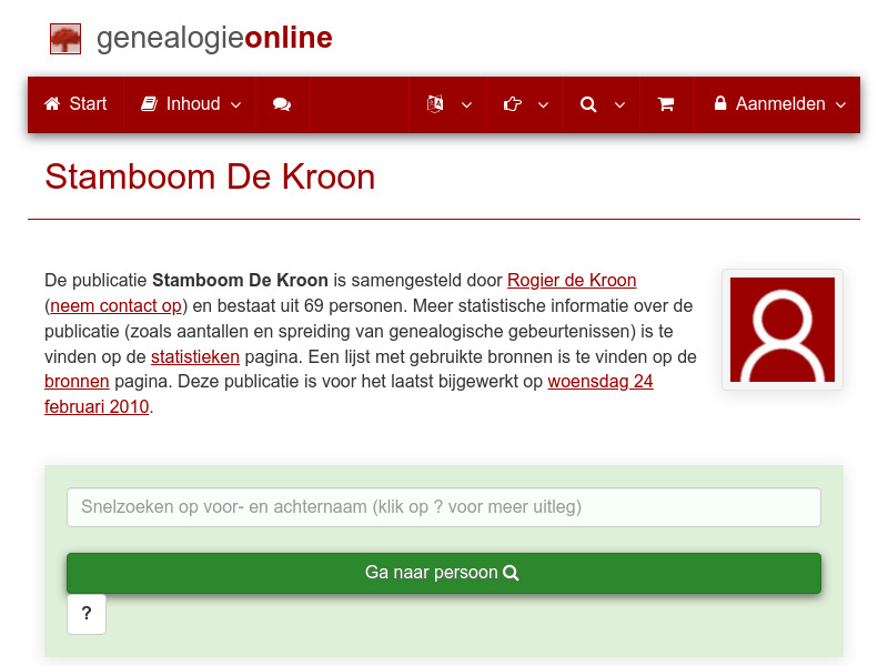 Screenshot van website