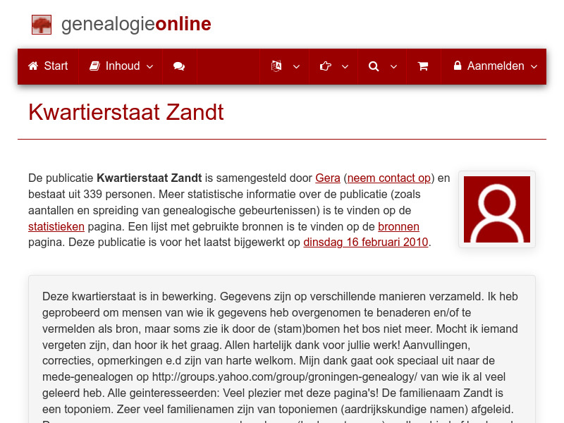 Screenshot van website