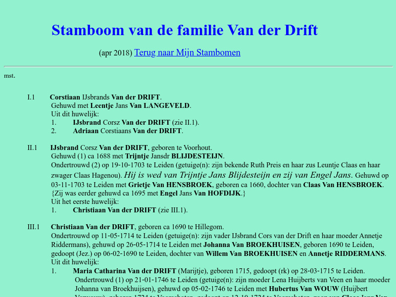 Screenshot van website