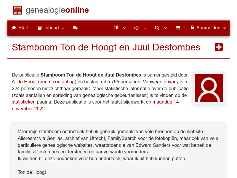 Screenshot van website