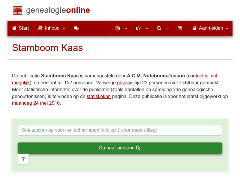 Screenshot van website