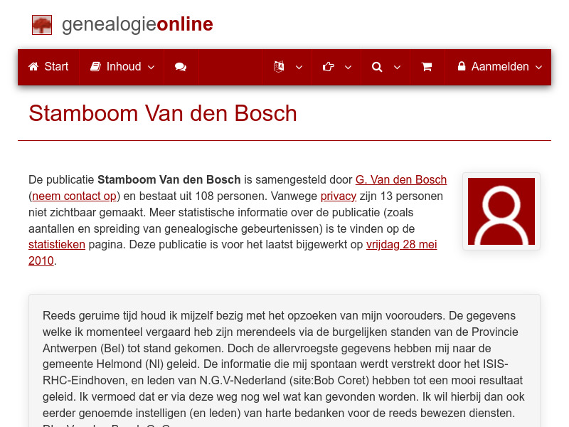 Screenshot van website