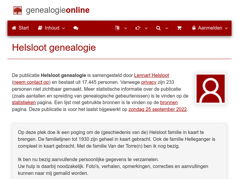 Screenshot van website