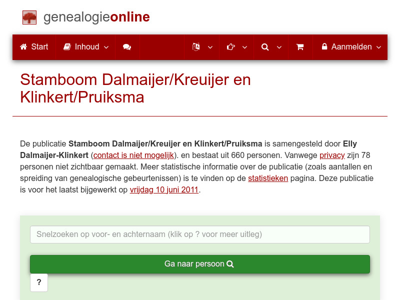 Screenshot van website
