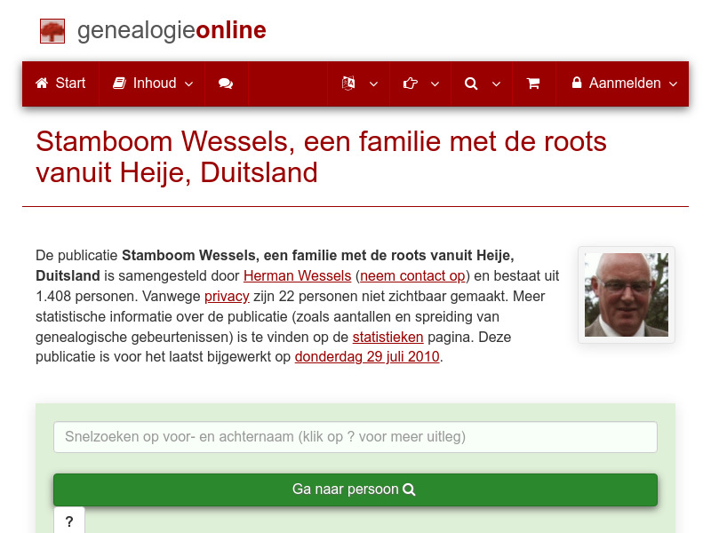 Screenshot van website