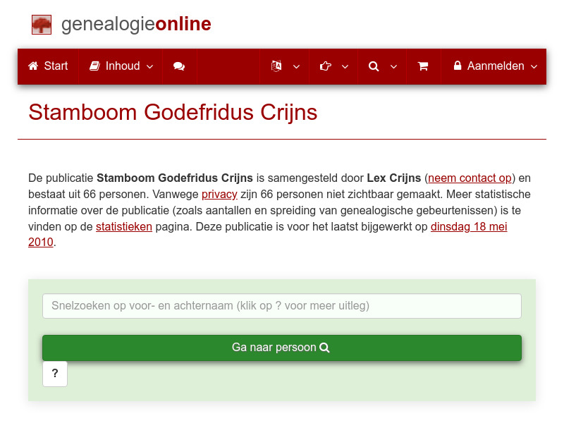 Screenshot van website
