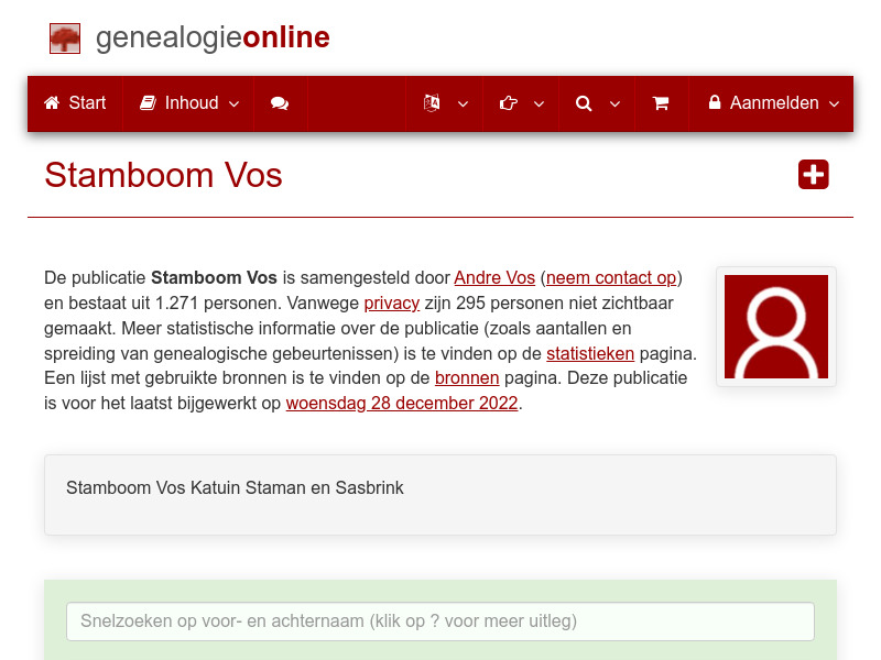 Screenshot van website
