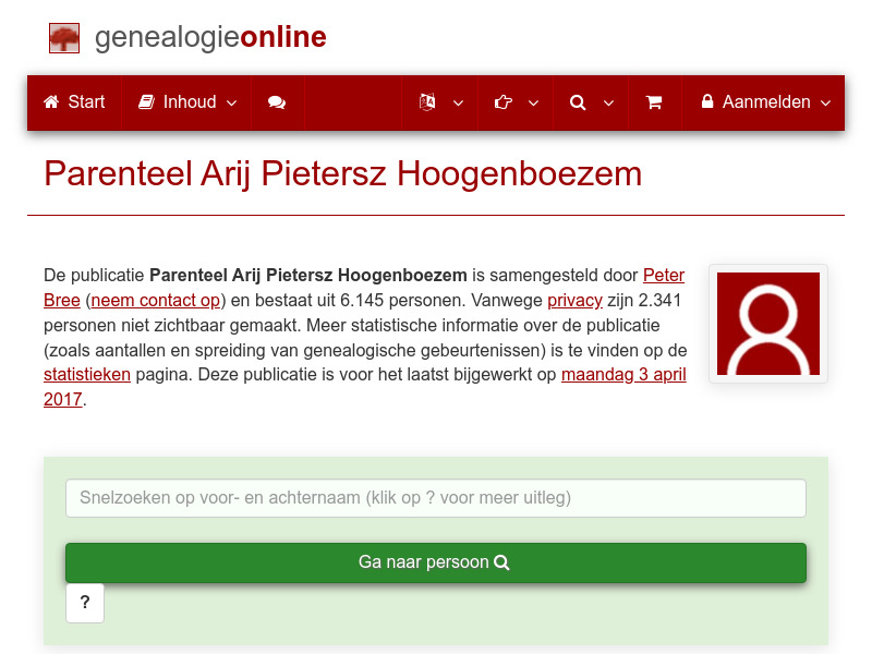 Screenshot van website
