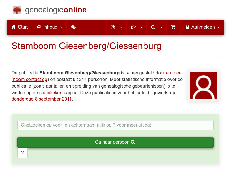 Screenshot van website