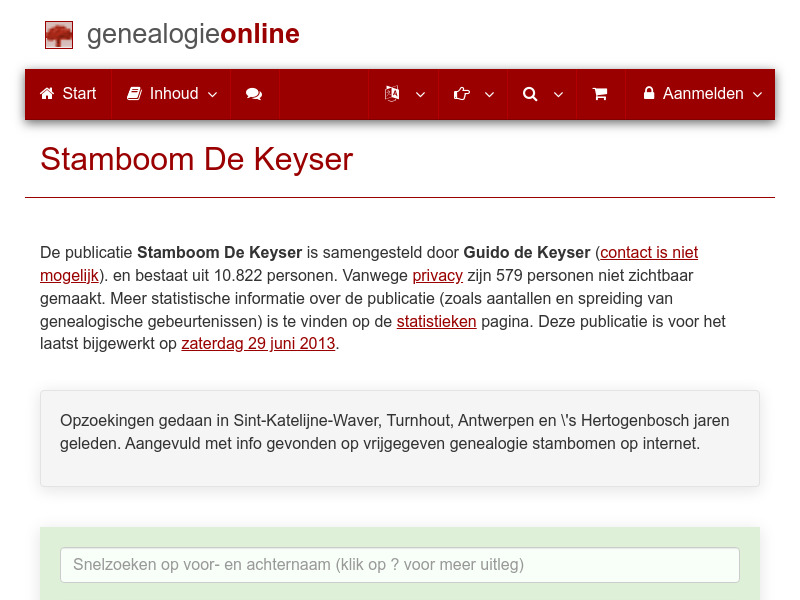 Screenshot van website