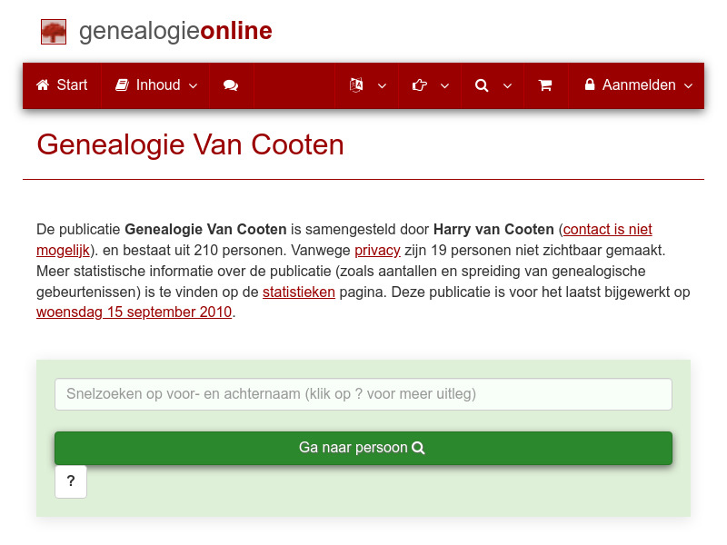 Screenshot van website