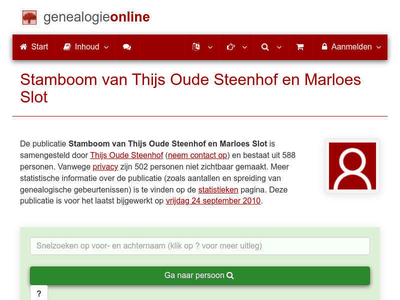 Screenshot van website