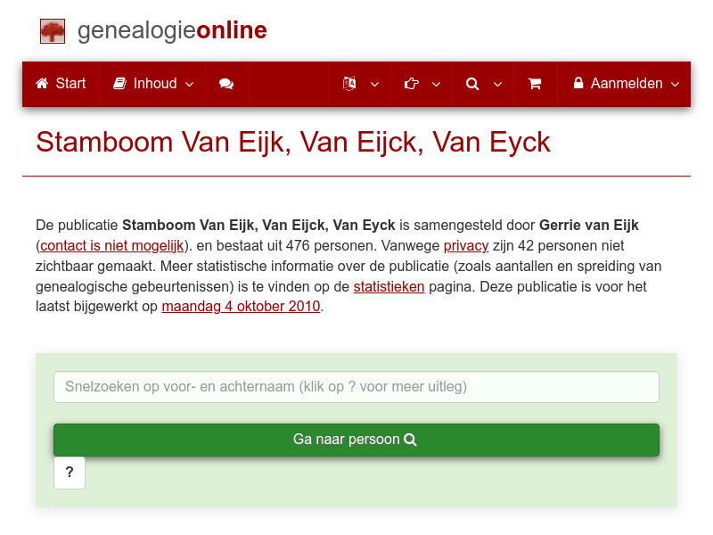 Screenshot van website