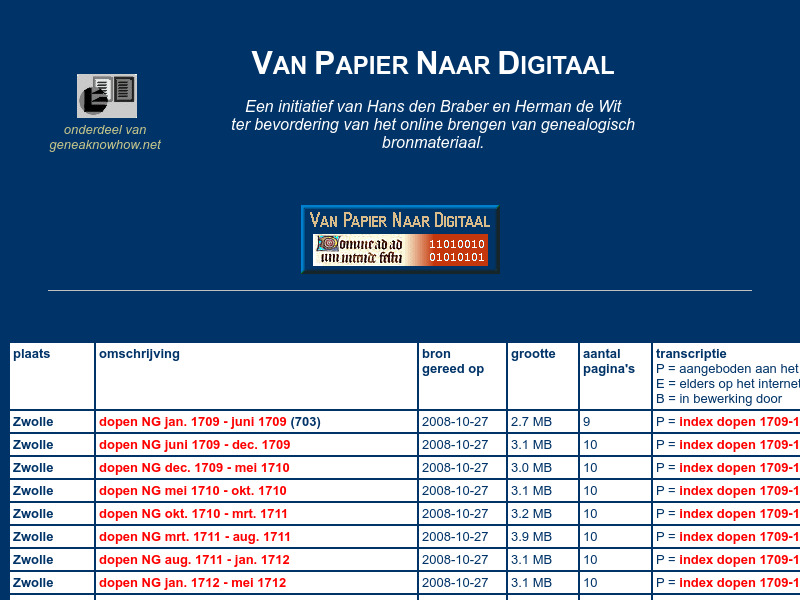 Screenshot van website
