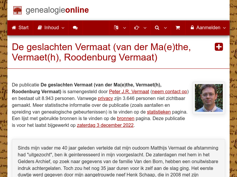 Screenshot van website