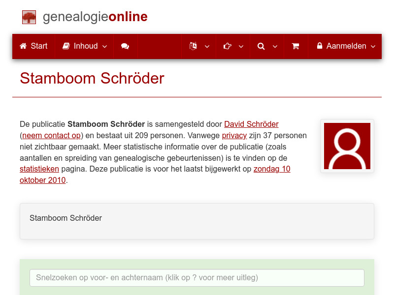Screenshot van website