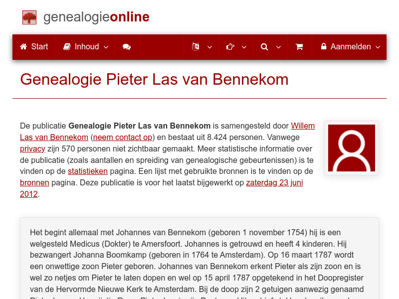 Screenshot van website