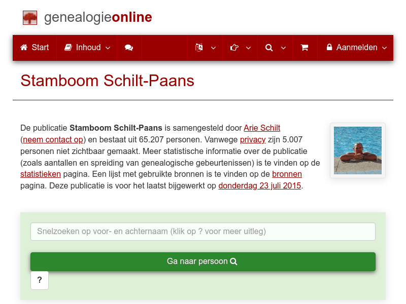 Screenshot van website