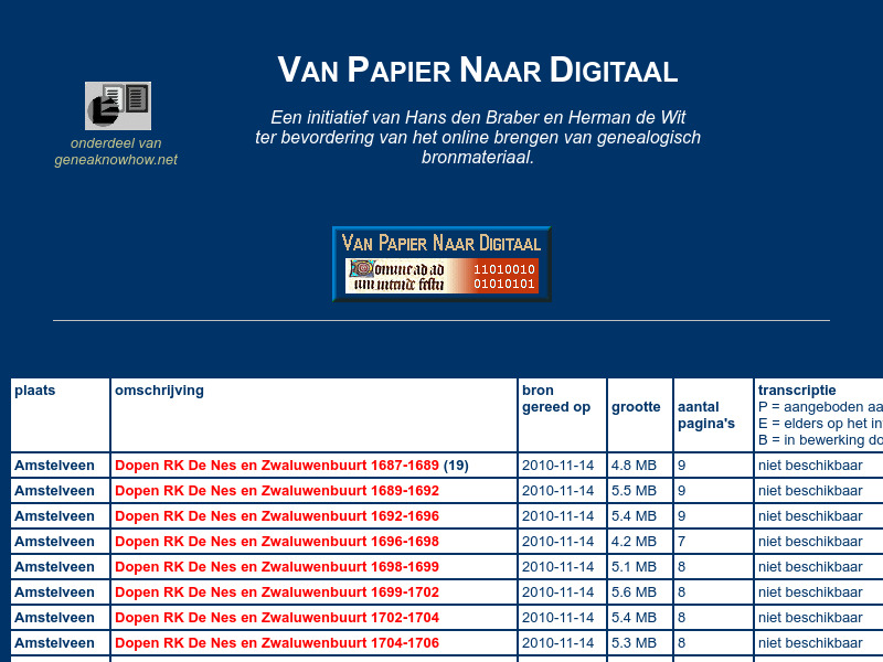 Screenshot van website