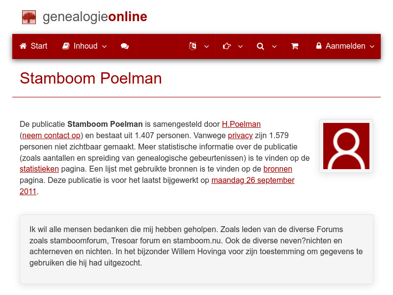 Screenshot van website