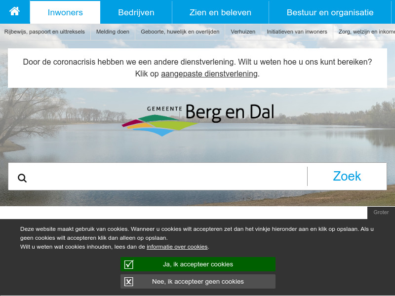 Screenshot van website